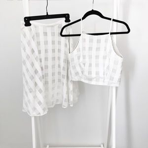 Checked Crop Top and Midi Skirt Set